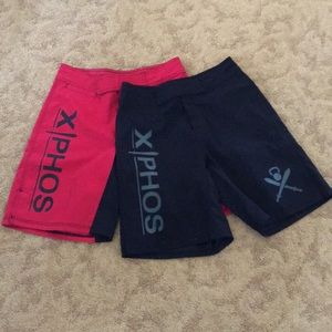 Xiphos MMA Shorts Size 28. 2 Pairs Black and Red.